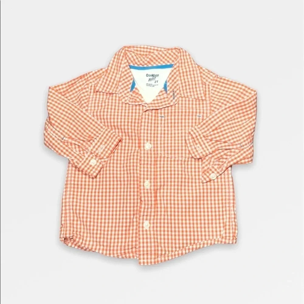 Orange Longe  Sleeve Button Down Shirt